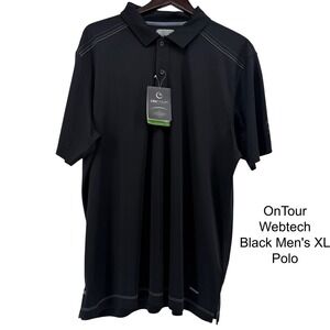 OnTour WebTech Black Mens XL Polo Shirt 100 Series Contrast Stitch 16217 NEW